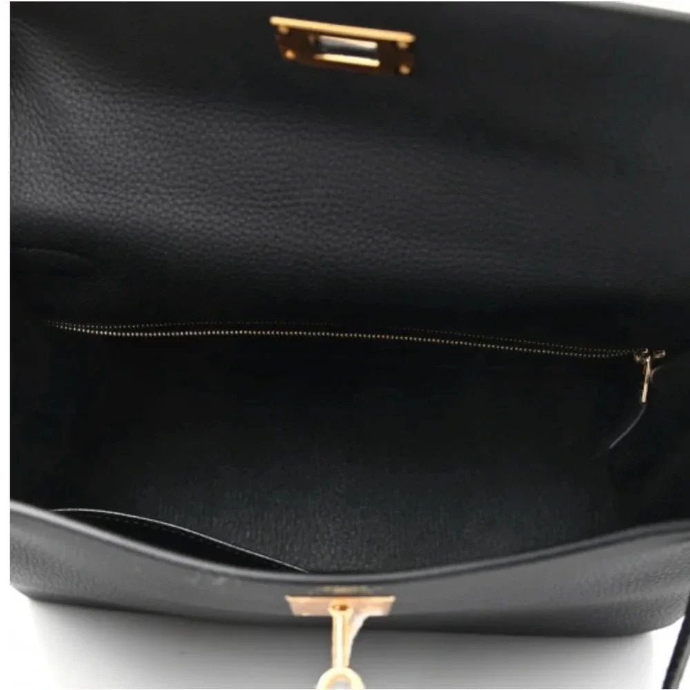 Hermes Togo matte porous crocodile Kelly retourne touch black 28.Full set - Picture 7 of 15